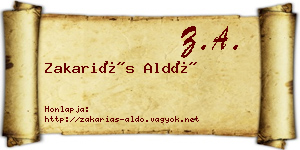 Zakariás Aldó névjegykártya